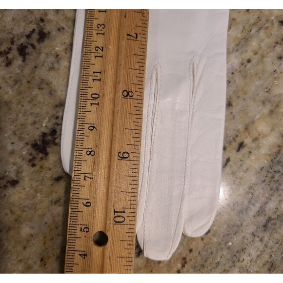Vtg Size XS-S 6 Cream Soft Kid Leather Formal 10.5" Long Gloves Embroidered - Picture 13 of 15